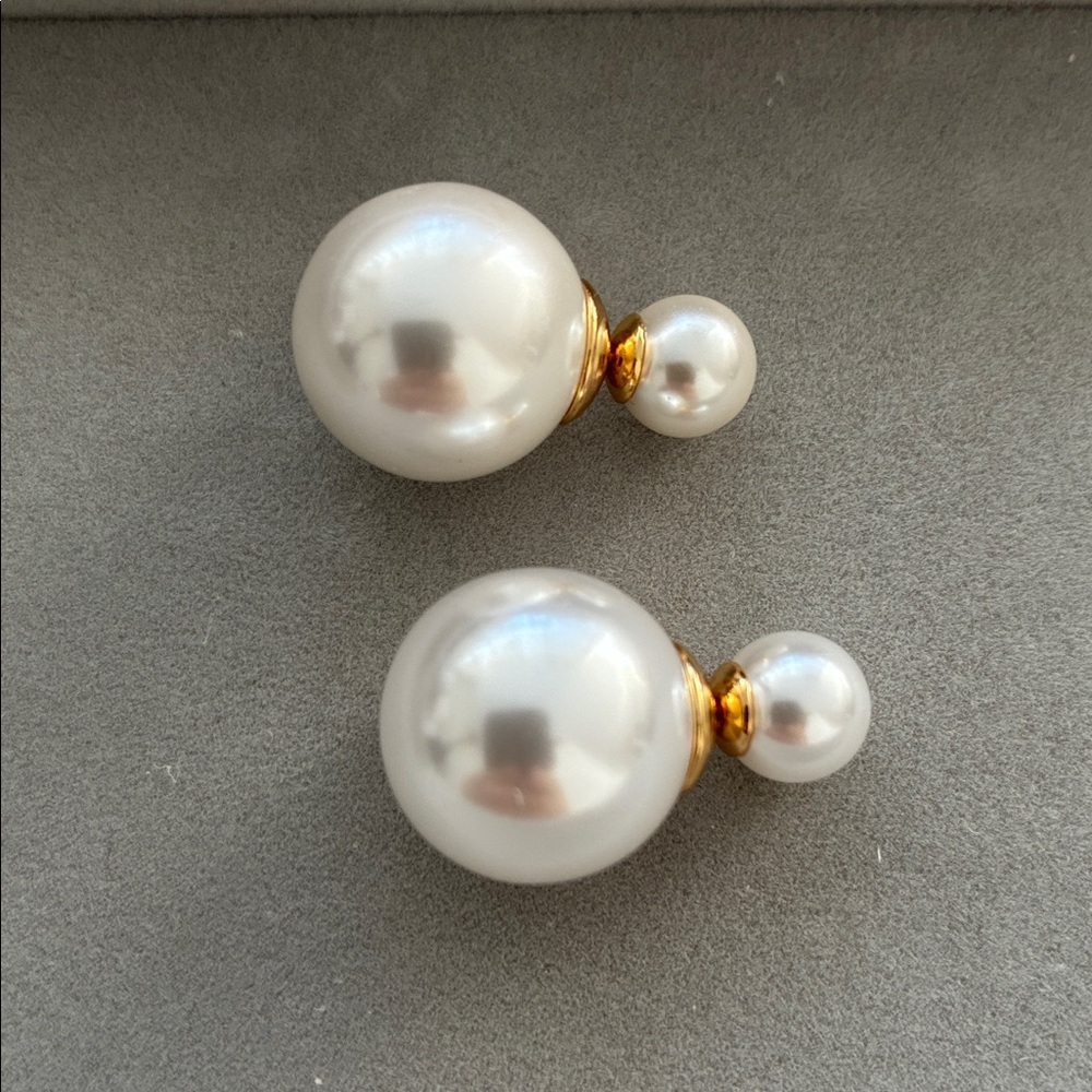 White Swarovski Crystal Double Pearl Earrings